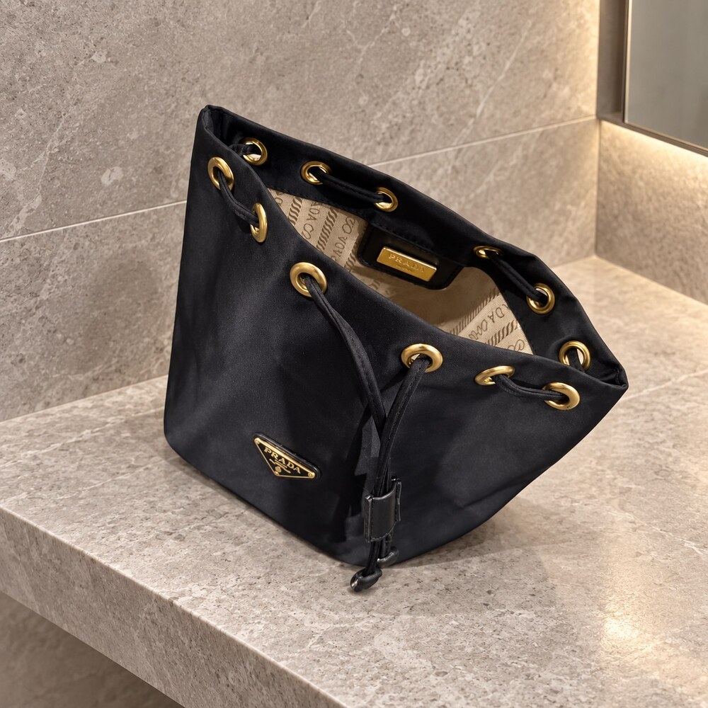 Prada Black Drawstring Makeup Bag | Travel Organizer - Picture 2 of 6